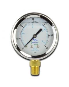 2.5" Stainless Steel Case Pressure Gauge, 60 PSI