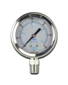 2.5" Stainless Steel Case Pressure Gauge, 60 PSI